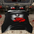 thumbnail image 1 of Homewish Teens Female Red Floral Rose Bedding Comforter Set 2pcs,Romantic Lover Couple Twin Comforter Sets Microfiber,Happy Valentine's Day Breathable Bedding Set,Ultra Soft Home Decor,Reversible, 1 of 8