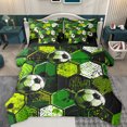 thumbnail image 1 of Homewish Teens Football Lover Bedding Comforter Set 7 Pieces, Modern Ball Sports Full Bedding Set, Vintage Green Honeycomb Reversible Fitted Sheet Flat Sheet, Luxury Bedroom Decor, 1 of 7