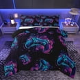 thumbnail image 1 of Homewish Teens Futuristic Gamepad Bedding Comforter Set, Game Console Lover Twin Comforter Sets, Cartoon Game Player Reversible Bedding Set, Black Blue Lightweight Room Decor, 2pcs, 1 of 9