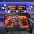 thumbnail image 1 of Homewish Teens Futuristic Gamepad Twin Bedding Sets 7-Piece, Game Console Lover Bedding Comforter Set, Orange Nature Lightning Reversible Sheet Sets, Luxury Bedroom Decor, 1 of 7
