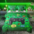 thumbnail image 1 of Homewish Teens Game Gamepad Bedding Comforter Set 7pcs, Video Gaming Gamer King Bedding Sets, Green Square Checkered Reversible Bed Sheets, Ultra Soft Bedroom Decor, 1 of 7