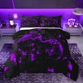 thumbnail image 1 of Homewish Teens Gamepad Gamer Queen Comforter Set, Neon Purple Game Console Bedding Sets, Futuristic Honeycomb Abstract Reversible Bedding Comforter Set, Breathable Home Decor, 3pcs, 1 of 8