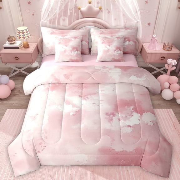 Homewish Teens Abstract Watercolor 7-Piece Twin Bedding Set - Gradient Ombre Vintage