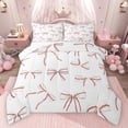 thumbnail image 1 of Homewish Teens Girls Female Cartoon Bowknot Full Size Comforter Sets 3-Piece,White Red Bedding Comforter Set,Abstract Geometric Stripes Lightweight Bedding Sets,Breathable Home Decor,Reversible, 1 of 8
