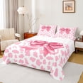 thumbnail image 1 of Homewish Teens Girls Kawaii Ribbon Bowtie 3pcs Twin Sheet Sets,Pink White Twin Fitted Sheet,Leopard Print Breathable Flat Sheet,Luxury Bedroom Decor, 1 of 7