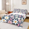 thumbnail image 1 of Homewish Teens Kawaii Floral Full Size Sheets, Groovy Daisy Flower Bed Sheets, Cute Navy Cartoon Sheet Sets, Breathable Home Decor, 4pcs, 1 of 7