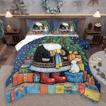 Homewish Teens Kawaii Gnome Bedding Comforter Set, Dreamy Xmas Tree Twin Comforter Sets, Vintage Western Christmas Reversible Bedding Set, Luxury Bedroom Decor, 2 Pieces