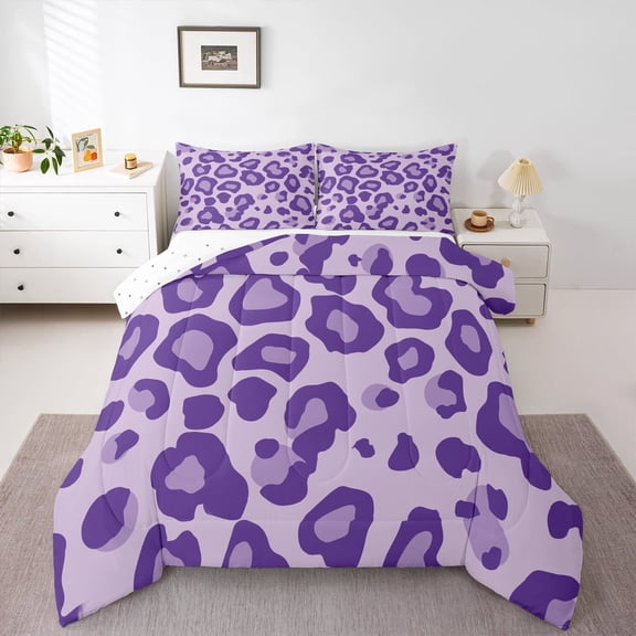 Homewish Teens Leopard Cheetah Print 3 Pieces Queen Comforter Set,Abstract Geometric Ultra Soft Bedding Sets,Animal Print Bedding Comforter Set,Luxury Bedroom Decor,Reversible