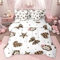 thumbnail image 1 of Homewish Teens Love Heart Stars Print Bedding Comforter Set 7pcs,Kawaii Bowknot Queen Bedding Sets Super Cozy,Cheetah Print Polak Dots Queen Sheet Sets,Lightweight Room Decor,Reversible, 1 of 8