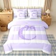thumbnail image 1 of Homewish Princess Bow Monogrammed Twin Bedding Sets 7-Piece for Girls Women, Initial C Letter Bedding Comforter Set, Reversible, 1 of 10