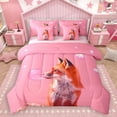 thumbnail image 1 of Homewish Teens Orange Animal Fox 7-Piece Twin Bedding Sets,Blow Bubbles Bedding Comforter Set,Jungle Wildlife Breathable Sheet Sets,Breathable Home Decor,Reversible, 1 of 8