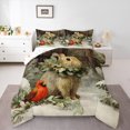 thumbnail image 1 of Homewish Teens Rabbit Cardinal Bird 2pcs Bedding Comforter Set,Merry Christmas Animal Twin Comforter Sets,Xmas Theme Breathable Bedding Set,Super Cozy Room Decor,Reversible, 1 of 8