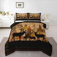 thumbnail image 1 of Homewish Teens Reindeer Wildlife Full Size Comforter Sets, Rustic Farmhouse Bedding Comforter Set, Brown Buffalo Plaid Reversible Bedding Sets, Lightweight Room Decor, 3pcs, 1 of 8