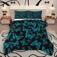 thumbnail image 1 of Homewish Teens Romantic Animal Queen Comforter Set, Black Teal Butterfly Moth Bedding Sets, Fashion Princess Style Reversible Bedding Comforter Set, Ultra Soft Bedroom Decor, 3pcs, 1 of 8