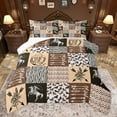 thumbnail image 1 of Homewish Teens Rustic Farmhouse Queen Comforter Set, Cowgirl Cowboy Bedding Sets, Stripes Abstract Patchwork Reversible Bedding Comforter Set, Luxury Bedroom Decor, 3 Pieces, 1 of 8