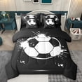 thumbnail image 1 of Homewish Teens Sport Soccer 7-Piece Twin Bedding Sets,Graffiti Splash Bedding Comforter Set,Black White Breathable Sheet Sets,Lightweight Room Decor,Reversible, 1 of 8