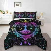 Homewish Teens Tree Of Life 2pcs Bedding Comforter Set,Bohemian Theme Twin Comforter Sets,Gradient Universe Galaxy Breathable Bedding Set,Lightweight Room Decor,Reversible