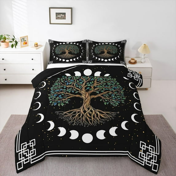 Homewish Teens Tree Of Life 3-Piece Full Size Comforter Sets,Bohemian Boho Bedding Comforter Set,Exotic Style Lightweight Bedding Sets,Super Cozy Room Decor,Reversible