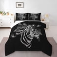 thumbnail image 1 of Homewish Teens Wildlife Zebra Full Size Comforter Sets 3-Piece,Woodland Jungle Animal Bedding Comforter Set,Black White Lightweight Bedding Sets,Super Cozy Room Decor, 1 of 8