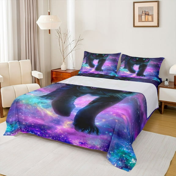 Homewish Tiger Animal Twin Sheet Sets 3pcs for Kids Teens Adults,Universe Galaxy Twin Fitted Sheet Microfiber,Abstract Gradient Ombre Breathable Flat Sheet,Microfiber Bedroom Decor