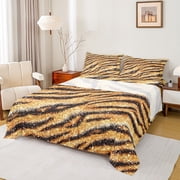 Homewish Tiger Stripes Twin Sheet Sets,Jungle Animal Twin Fitted Sheet,Brown Black Flat Sheet For Gir Boy,Super Cozy Room Decor,3-Piece