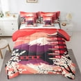 thumbnail image 1 of Homewish Tokyo Mount Fuji Bedding Comforter Set 7-Piece for Teens, Japanese Blossoms Flower King Bedding Sets, Red Pink Reversible Bed Sheets, Super Cozy Room Decor, 1 of 7