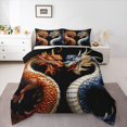 thumbnail image 1 of Homewish Traditional Eastern Dragon Full Size Comforter Sets,Wild Animal Bedding Comforter Set,Orange Blue,Black Reversible,3 Pieces,1 Comforter and 2 Pillowcases, 1 of 7