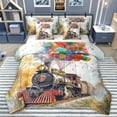 thumbnail image 1 of Homewish Train Steam Engine 7-Piece Twin Bedding Sets,Colorful Balloon Bedding Comforter Set,Retro Ink Painting Sheet Sets For Boys Teens,Microfiber Bedroom Decor Reversible, 1 of 8
