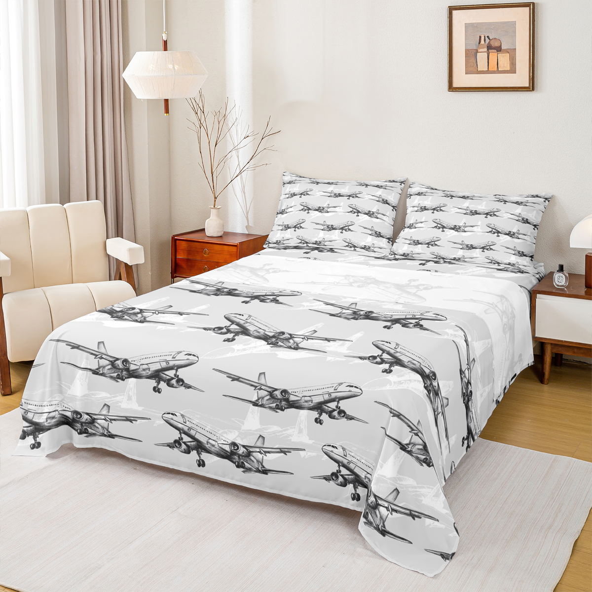 Homewish Transportation Theme 4-Piece Full Size Sheets for Teens ...