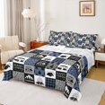 thumbnail image 1 of Homewish Travel Trailer Twin Sheet Sets,Happy Camping Twin Fitted Sheet,Blue Gray Checkered Flat Sheet For Boys Kids,Luxury Bedroom Decor,3 Pieces, 1 of 7