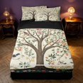 thumbnail image 1 of Homewish Tree of Life Flower Zipper Twin Comforter Sets with Fitted Sheet and 2 Pillowcases, Botanical Animal Theme Zipper Bedding Set, Black Reversible, 1 of 7