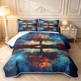 thumbnail image 1 of Homewish Tree Of Life Botanical Art Twin Quilt Set,Watercolor Gradient Twin Coverlet Set,Black Reversible,2-Piece, 1 of 7