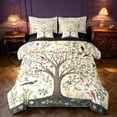 thumbnail image 1 of Homewish Tree of Life Flower Twin Bedding, Botanical Animal Theme Bedding Comforter Set, Black Reversible 7pcs, 1 of 7