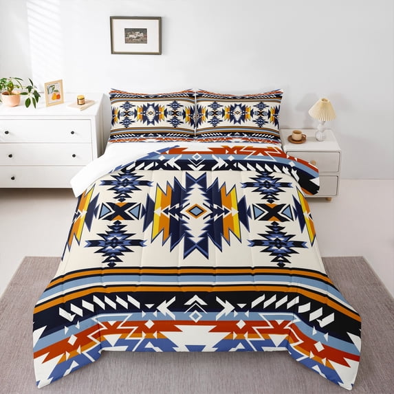 Homewish Tribal Aztec 2pcs Bedding Comforter Set for Teens Boys Girls,Bohemian Theme Twin Comforter Sets,Exotic Style Breathable Bedding Set,Ultra Soft Home Decor