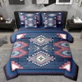 thumbnail image 1 of Homewish Tribal Aztec Adult Bedding Comforter Set 7pcs, Navy Triangle Abstract Queen Bedding Sets, Western Hippie Bohemian Reversible Queen Sheet Sets, Ultra Soft Bedroom Decor, 1 of 7