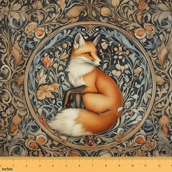 Homewish Tribal Cratoon Fox Fabric by the Yard 1 Yard, Bohemian Jungle Animal Room Decor Fabric by the Yard, Southwestern Sewing Fabric, Breathable Home Decor
