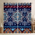 thumbnail image 1 of Homewish Tribal Damask Flower Black Out Curtains, Vintage Western Fshion Curtains Pack of 2 (42x63 Each), Navy Orange Mandala Bedroom Curtains, Blackout Curtains Home Decor, 1 of 6