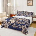 thumbnail image 1 of Homewish Tribal Damask Paisley Full Size Sheets, Navy Hippie Bohemian Bed Sheets, Rustic Farmhouse Sheet Sets, Luxury Bedroom Decor, 4pcs, 1 of 7