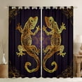 thumbnail image 1 of Homewish Tribal Gold Gecko Blackout Curtains Set of 2 (52x84 Each), Vintage Purple Damask Flower Window Curtains, Western Bohemian Animal Curtains and Drapes, Blackout Curtains Home Decor, 1 of 6
