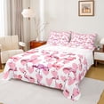 thumbnail image 1 of Homewish Tropical Animal Flamingo Twin Sheet Sets,Kawaii Lovea Pattern Twin Fitted Sheet,Pink White Flat Sheet For Girls Teens,Breathable Home Decor,3pcs, 1 of 7