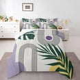 thumbnail image 1 of Homewish Tropical Bontical Monstera Bedding Comforter Set,Boho Geometric Lines Twin Comforter Sets,Green Purple White Bedding Set For Teens,Luxury Bedroom Decor Reversible,2 Pieces, 1 of 8