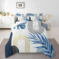 thumbnail image 1 of Homewish Tropical Bontical Monstera Queen Comforter Set,Boho Geometric Lines Bedding Sets,White Blue Bedding Comforter Set For Teens,Luxury Bedroom Decor Reversible,3pcs, 1 of 8