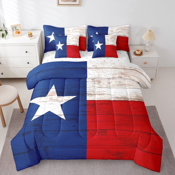 Homewish USA Flag 7-Piece Twin Bedding Set - Retro Lodge Cabin