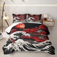 thumbnail image 1 of Homewish Ukiyo e E Wave Twin Quilt Set,Japanese Style Twin Coverlet Set,Black Red White,2pcs, 1 of 7