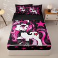 thumbnail image 1 of Homewish Unicorn Girls Zipper Twin Comforter Sets with Fitted Sheet and 2 Pillowcases For Unicorn Lovers,Cute Pink Stars Print Zipper Bedding Set For Kids,Black Reversible,4-Piece, 1 of 7