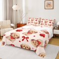 thumbnail image 1 of Homewish Valentine Pet Dog Queen Sheets,Rose Floral Bowknot Queen Sheet Sets,Cream,4-Piece,1 Flat Sheet, 1 Fitted Sheet and 2 Pillowcases, 1 of 6