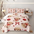 thumbnail image 1 of Homewish Valentine Pet Dog Twin Quilt Set,Rose Floral Bowknot Twin Coverlet Set,Cream,2-Piece, 1 of 7