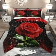 thumbnail image 1 of Homewish Valentine'S Day Rose Bedding Comforter Set,Romance Flower Floral Twin Comforter Sets,Black Red Bedding Set For Men Women,Luxury Bedroom Decor Reversible,2 Pieces, 1 of 8
