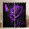thumbnail image 1 of Homewish Valentine'S Day Rose Blackout Curtains Set of 2 (52x84 Each),Romance Flower Floral Window Curtains,Purple Sequin Print Curtains and Drapes For Men Women,Luxury Bedroom Decor, 1 of 6