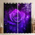thumbnail image 1 of Homewish Valentine'S Day Rose Curtains Pack of 2 (42x84 Each),Silver Sequin Print Curtains Blackout,Purple Black Bedroom Curtains For Men Women,Luxury Bedroom Decor, 1 of 6